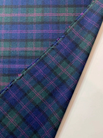 Ткань костюмная ШОТЛАНДКА сине-зеленая ткани