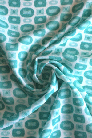 Креп плательно - блузочный КУБИКИ бирюза