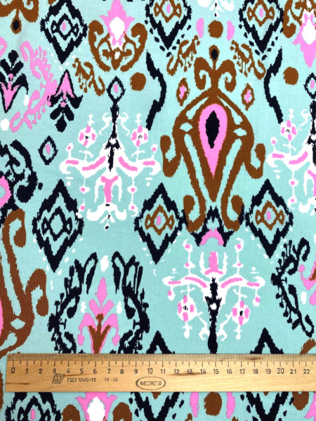 Штапель ИКАТ светлая бирюза