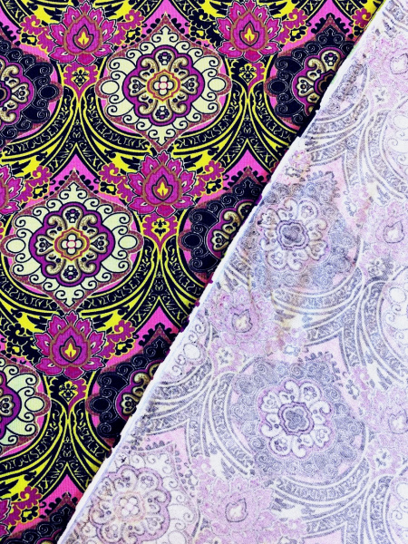 Трикотаж ВОСТОЧНЫЙ ОРНАМЕНТ фуксия ткань