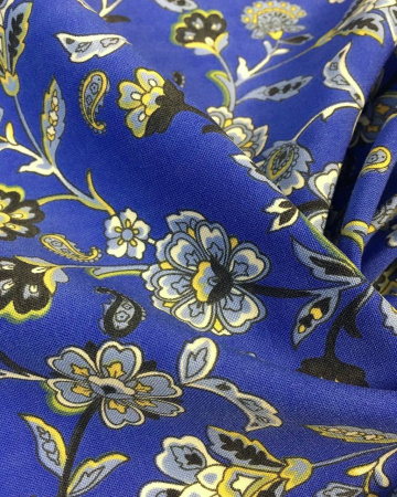 Шерсть плательная ЦВЕТОЧНЫЙ КОМПЛИМЕНТ васильковый ткани