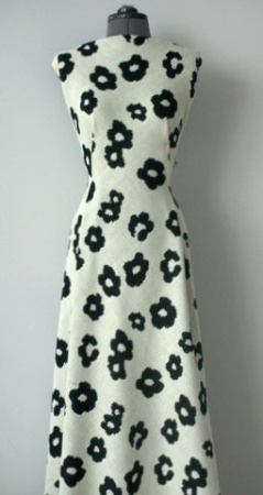 Трикотаж вязанный двухслойный Цветы в стиле Prada Молочный 6