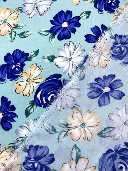 Вискоза ЦВЕТЫ НА БИРЮЗЕ