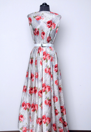 Шелк натуральный РОЗЫ НА ЛЕОПАРДЕ