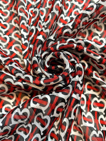 Креп - шифон МОНОГРАММА красный