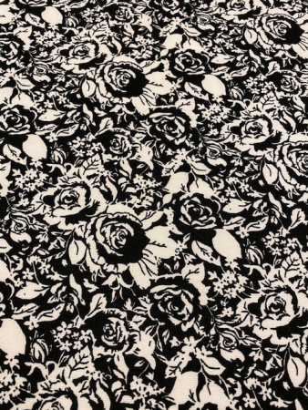 Трикотаж (милано) РОЗЫ ЧЕРНО-БЕЛЫЕ полотно