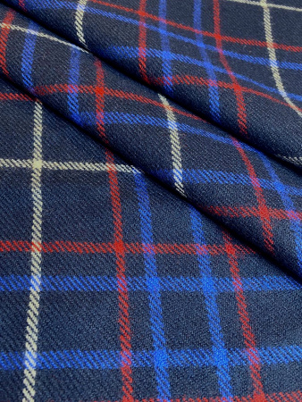 Ткань костюмная ШОТЛАНДКА темно-синяя ткани