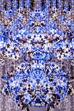 Шелк натуральный ЦВЕТОЧНАЯ ЛОЗА синий