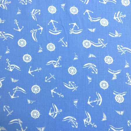 Сорочечная ткань ЯКОРЯ голубая