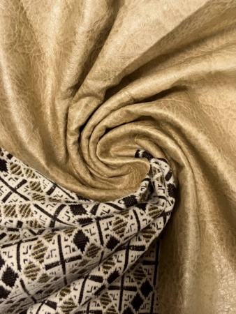Трикотаж-жаккард Смальта светлый и алькантара 5