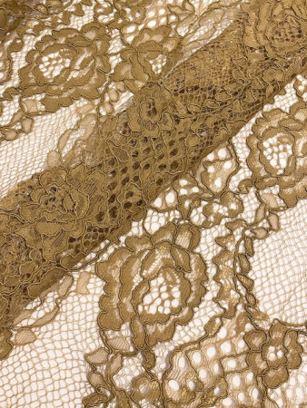 Кружевное полотно "Французские узоры" песочно - горчичный ткань
