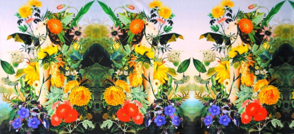 Трикотаж джерси ВЕСНА В ЦВЕТАХ фон нежный голубой 6