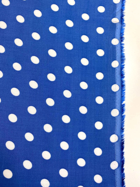 Вискоза ГОРОШКИ БЕЛЫЕ на синем