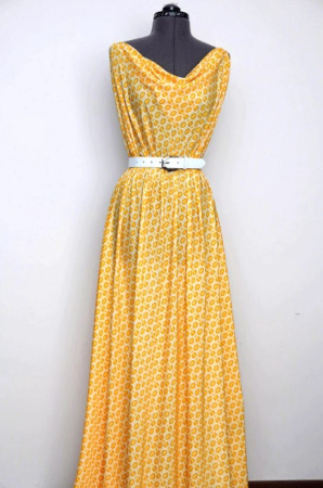 Креп плательно - блузочный КУБИКИ желтые