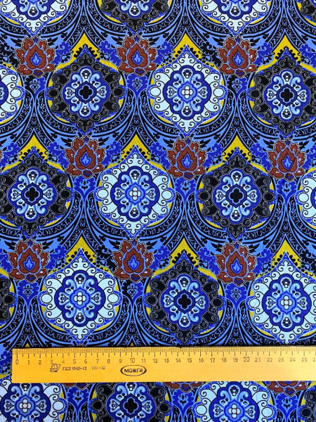 Трикотаж ВОСТОЧНЫЙ ОРНАМЕНТ синий ткань