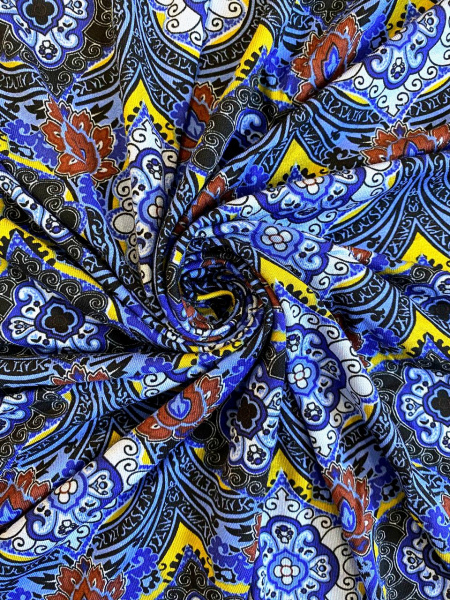 Трикотаж ВОСТОЧНЫЙ ОРНАМЕНТ синий ткань