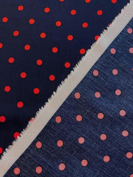 Штапель ГОРОШКИ КРАСНЫЕ на черном