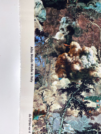 Шелк натуральный ЗАОБЛАЧНАЯ ФЛОРА зеленый