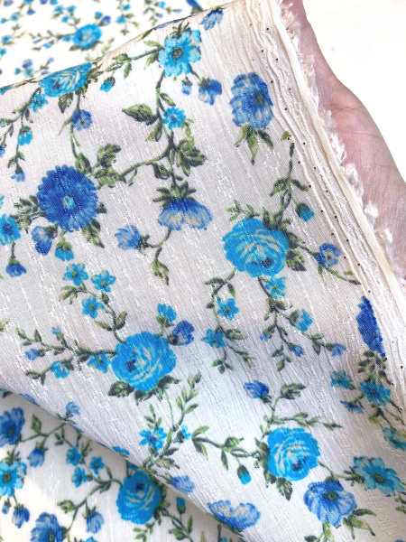 Вискоза ЦВЕТЫ ПРОВАНСА бирюза