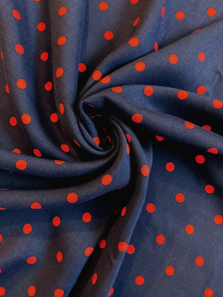 Штапель ГОРОШКИ КРАСНЫЕ на черном