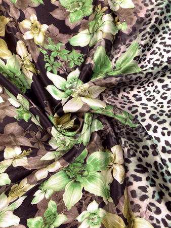 Шелк натуральный ЛЕТНИЙ САД зеленый