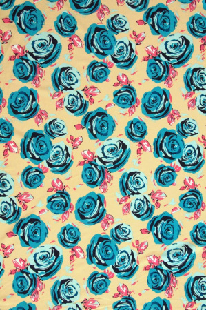 Креп плательно-блузочный БИРЮЗОВЫЕ РОЗЫ персиковый 3
