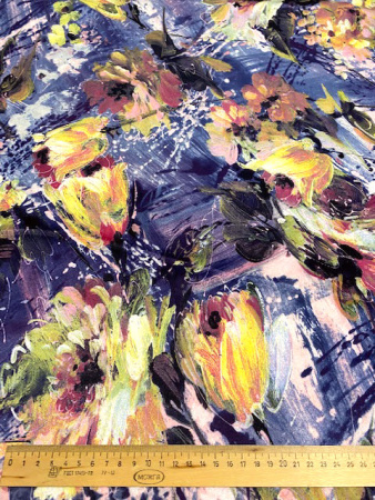 Трикотаж (Водолаз) "Времена года - Осень" сине-фиолетовый трикотажная ткань