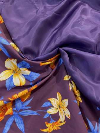 Плащевка ЦВЕТЫ на сиреневом фоне