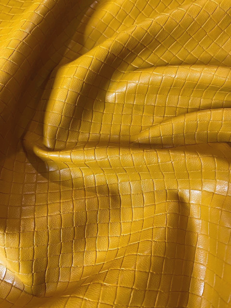 КОЖА искусственная ПЛЕТЕНКА горчица