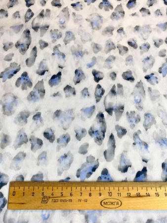 Курточная ткань ЛЕОПАРДОВЫЕ ПЯТНЫШКИ серо-голубые на сером