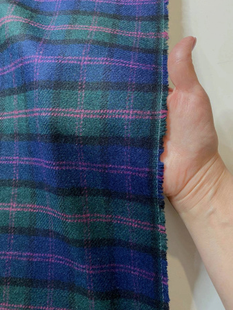 Ткань костюмная ШОТЛАНДКА сине-зеленая ткани