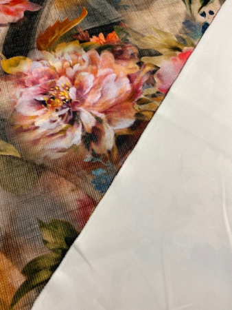 Трикотаж (Водолаз) "Цветочный десерт" трикотажная ткань