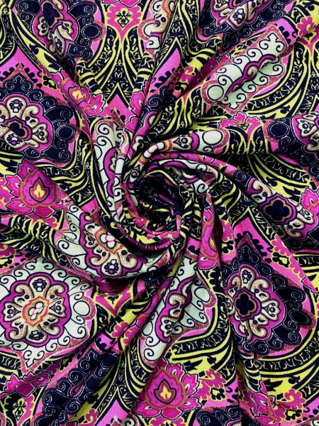 Трикотаж ВОСТОЧНЫЙ ОРНАМЕНТ фуксия ткань