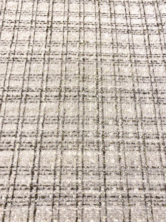 ткани Твид "Черная клетка на молочном фоне"