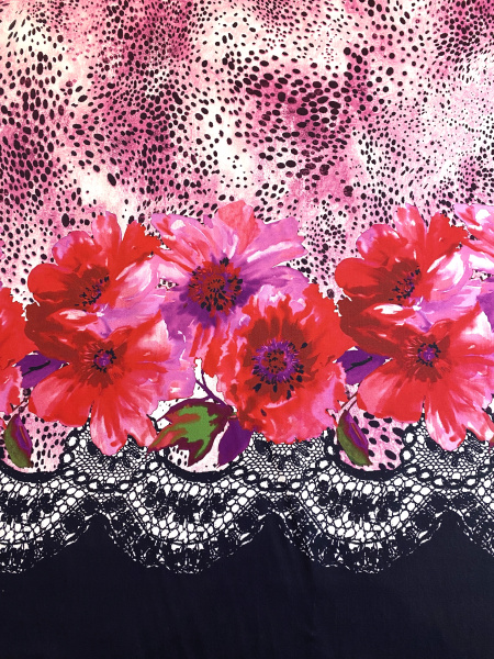 Хлопок КРУЖЕВО на фуксии