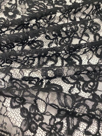 Кружевное полотно "Французские узоры" черный ткань