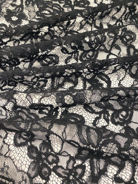Кружевное полотно "Французские узоры" черный Кружевное полотно "Французские узоры" черный ткань