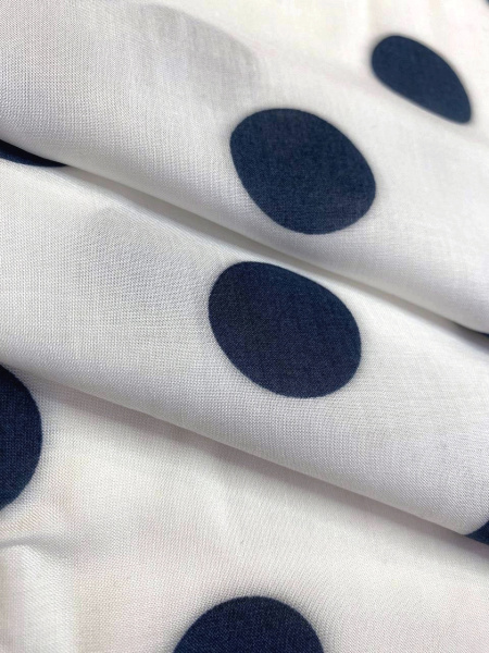 Вискоза ГОРОШКИ ЧЕРНЫЕ на белом