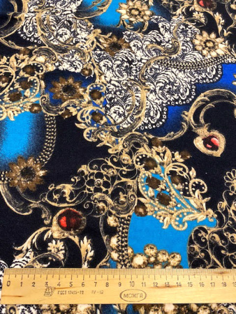 Трикотаж принт №4 бирюза полотно