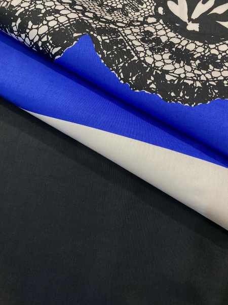 Хлопок КРУЖЕВО на синем