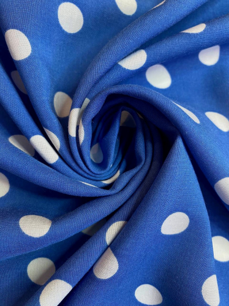 Вискоза ГОРОШКИ БЕЛЫЕ на синем