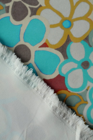 Креп плательно - костюмный Мишель горчично - бирюзовый 4