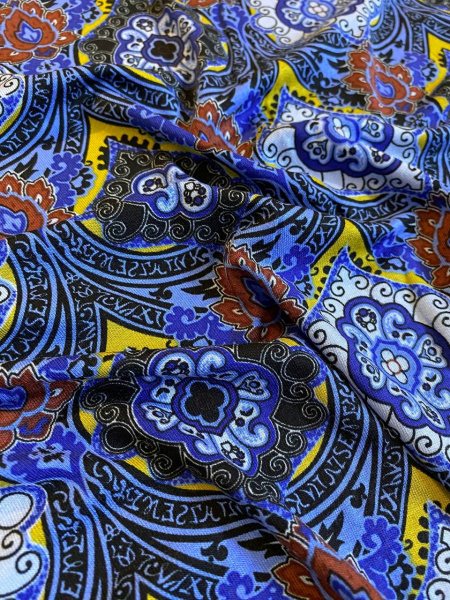 Трикотаж ВОСТОЧНЫЙ ОРНАМЕНТ синий ткань