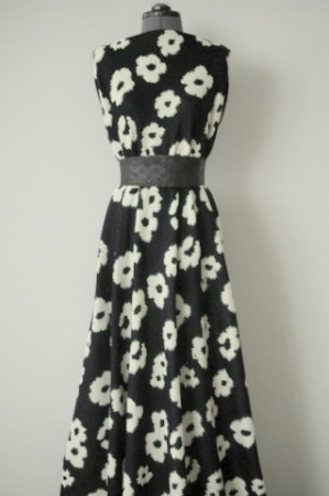 Трикотаж вязанный двухслойный Цветы в стиле Prada Черный 6