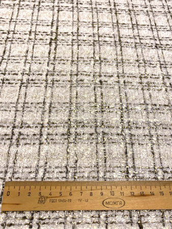 ткани Твид "Черная клетка на молочном фоне"