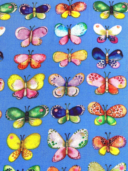 Штапель БАБОЧКИ фон голубой