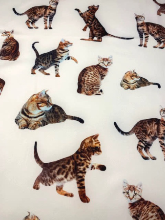 Креп "Кошечки" белый