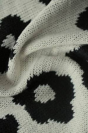 Трикотаж вязанный двухслойный Цветы в стиле Prada Молочный 2