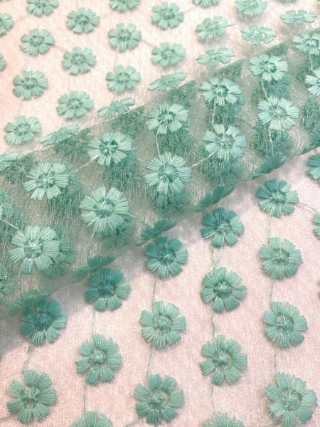 Кружевное полотно МЕЛКИЕ ЦВЕТОЧКИ бирюза Кружевное полотно МЕЛКИЕ ЦВЕТОЧКИ бирюза ткань