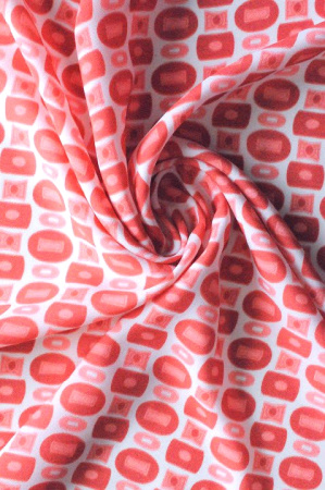 Креп плательно - блузочный КУБИКИ коралл